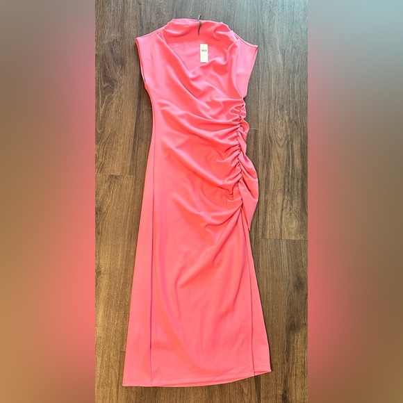 NWT! The Maya Ruched Baby Pink Cowl-Neck Dress By Anthropologie - Multiple 🍏🎃 - Picture 5 of 13